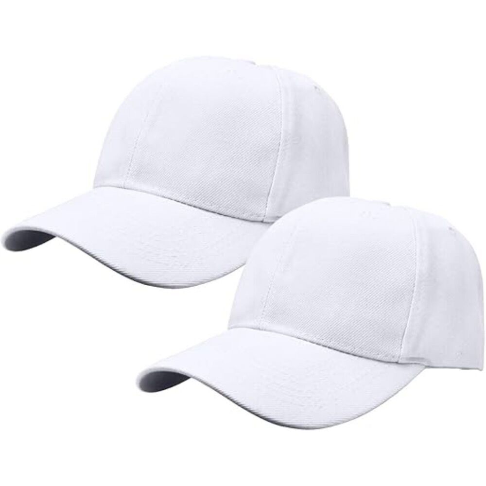 Unisex White Set Of 2 Athletic Adjustable Strap Casual Classic Baseball Cap